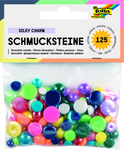 Ozdobné dekorativní kamínky – 125 ks – perleťové půlkuličky, různé velikosti a barvy