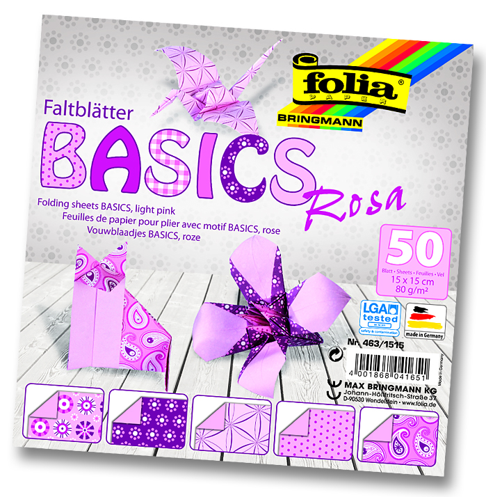 Origami papír Basics růžový 80g/m2 