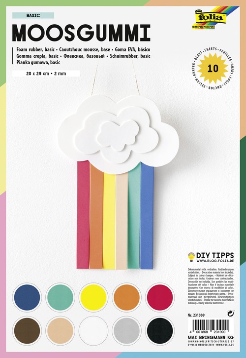 Pěnovka na tvoření 20×29 cm  – 10 archů – 10 barev 