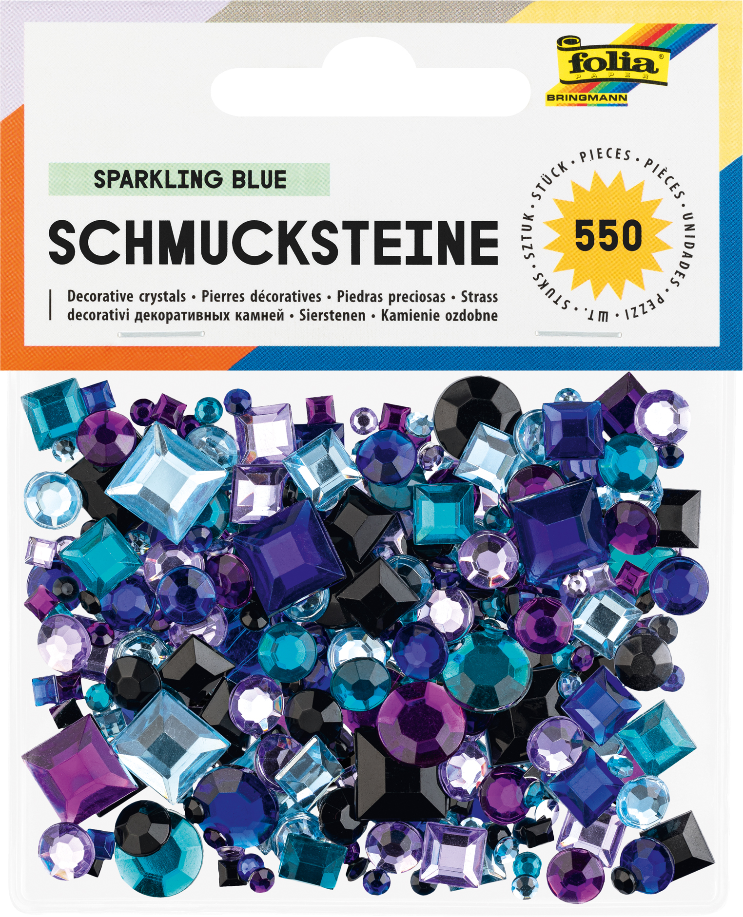 Ozdobné dekorační kamínky - krystalky -  550 ks – modré/fialové - pro kreativní použití