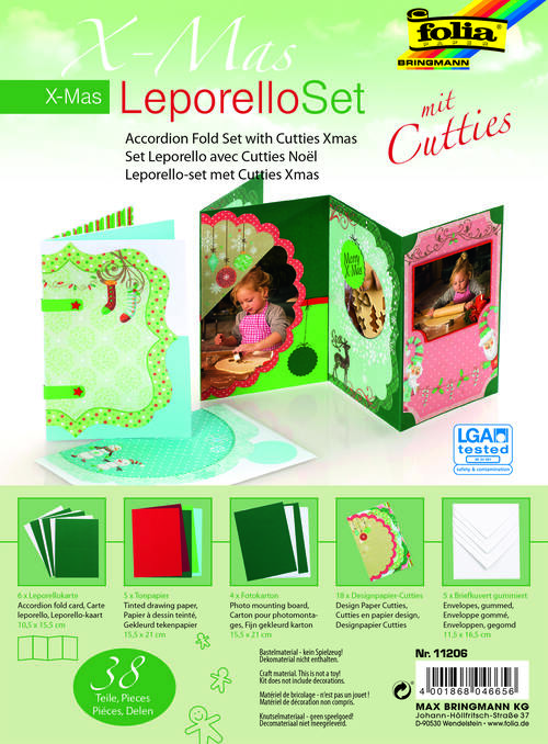 Sada Cutties – Vánoční leporelo s designovými papíry, 38 dílů pro scrapbooking a tvoření