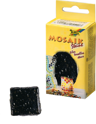 Mozaikové kamínky 10 × 10 mm – skleněné – ČERNÁ – 300 ks, 200 g