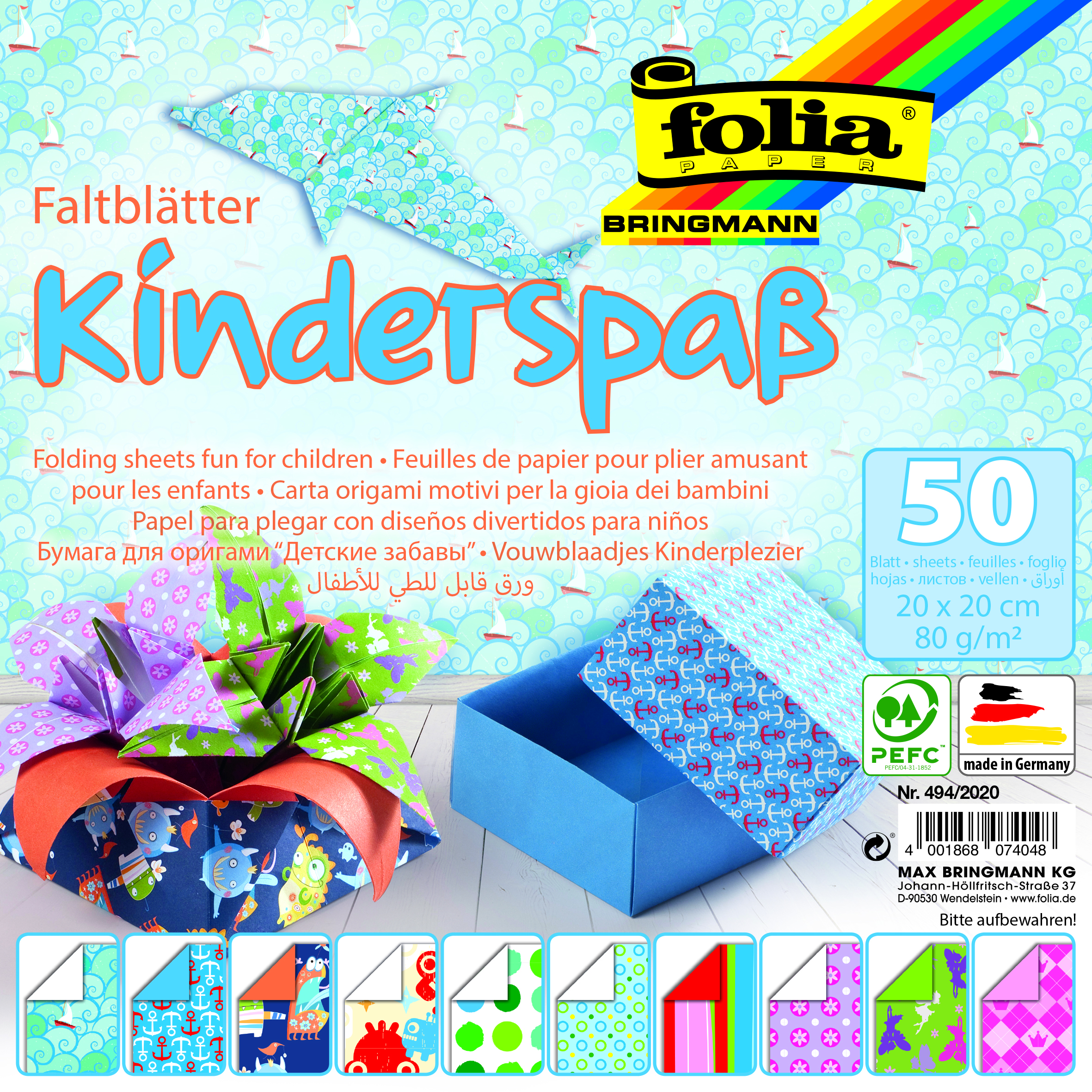 Origami papíry "Dětské" - 80 g/m2 - 20 x 20 cm