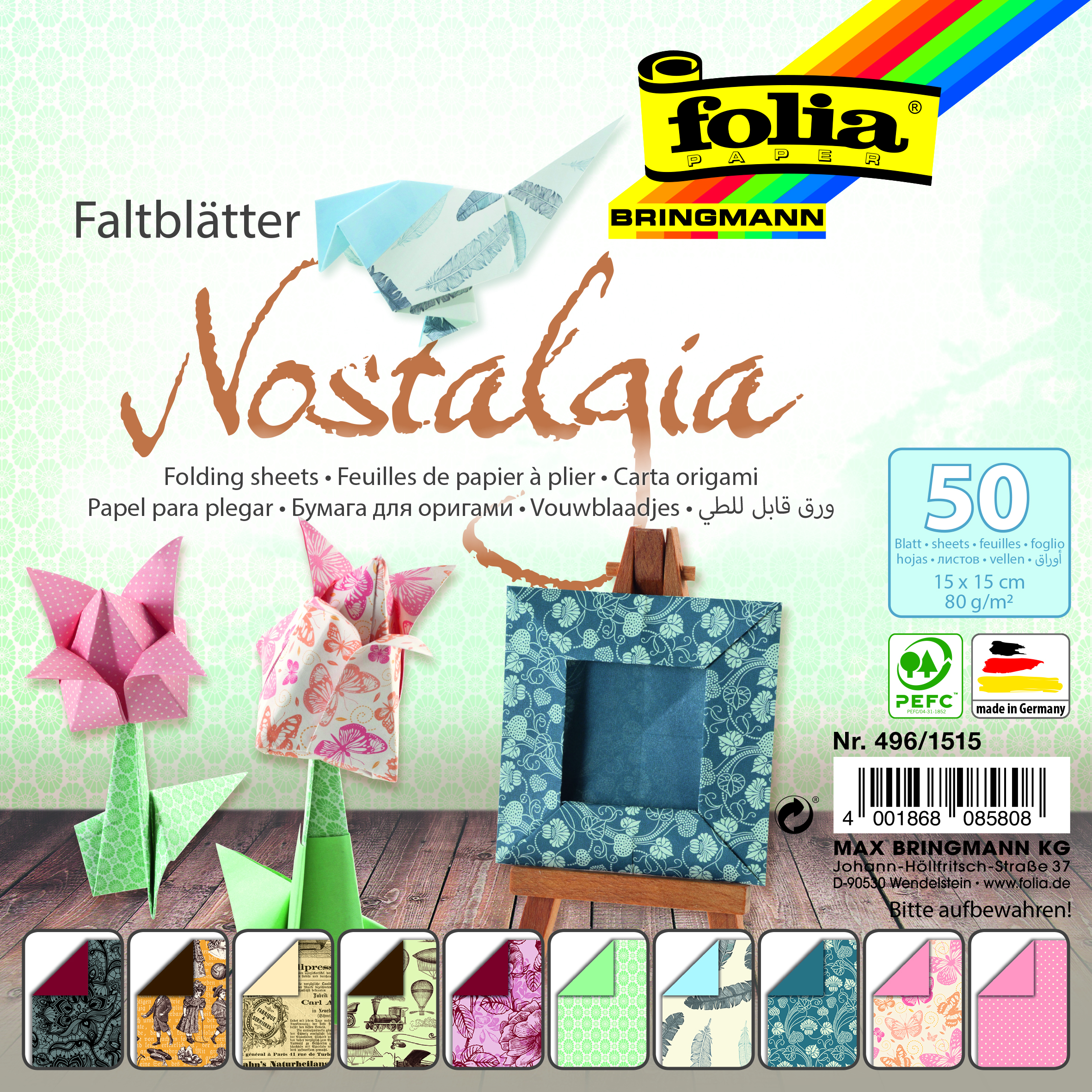 Origami papír "Nostalgie" -  15 x 15 cm