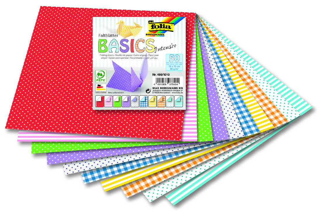 Origami papíry - "Basic intensiv" - 80 g/m2 - 10 x 10 cm