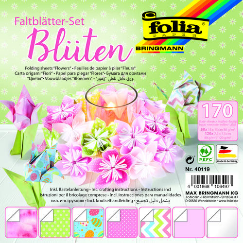 Skládací "origami" papíry - 170 listů - výroba květin