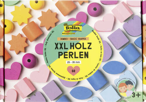 Velké dřevěné korálky pro děti Jumbo XXL - 68 ks