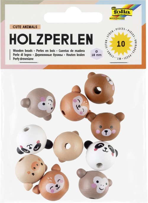 Dřevěné korálky s motivy zvířátek – Cute Animals (10 ks)