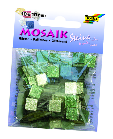 Mozaikové kamínky se třpytkami - 10 x 10 mm - 190 kusů