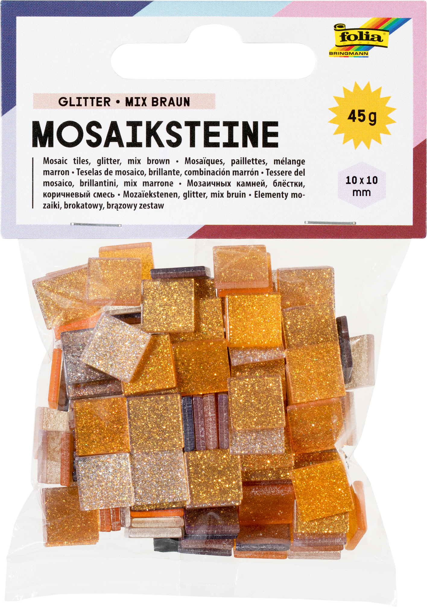 Mozaikové kamínky se třpytkami - 10x10 mm - 190 kusů