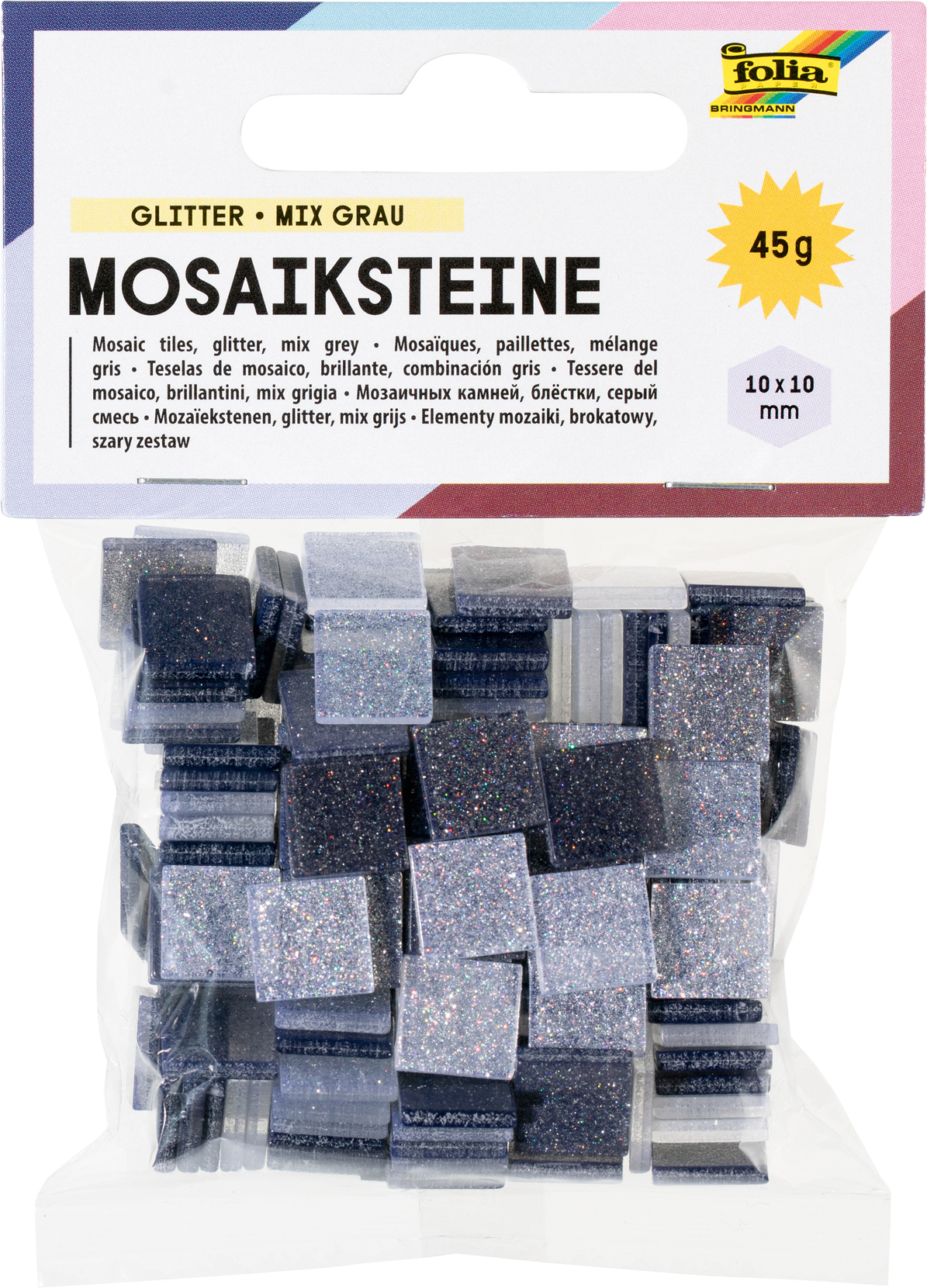 Mozaikové kamínky se třpytkami 10x10 mm 190 kusů