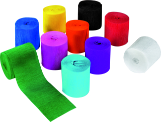 Pruhy z krepového papíru  - 10 rolí v 10 barvách, 5 cm x 10 m