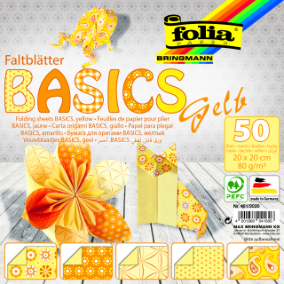 Origami papír Basics žlutý 80g/m2 