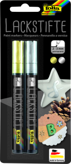 Lakové tužky - 2 ks - barva: zlatá, stříbrná - 2-3 mm