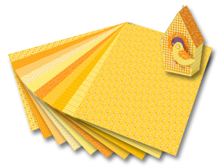 Karton s motivem - Basics žlutá- 270g/m2 50x70 cm 10 archů v 10ti motivech