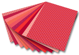 Karton s motivem - Basics červená- 270g/m2 50x70 cm 10 archů v 10ti motivech