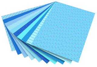 Karton s motivem - Basics modrá- 270g/m2 50x70 cm 10 archů v 10ti motivech