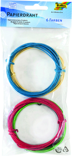Papírový drát - set - 1,5 mm x 3 m - 6 ks v 6 barvách