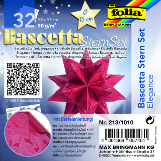Origami - Bascetta - hvězda - "Elegance" - 90 g/m2 - červená