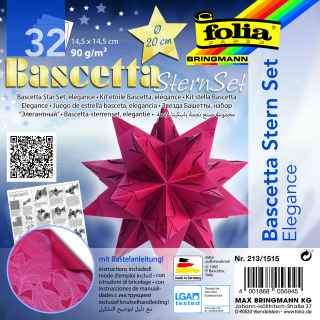 Origami - Bascetta - hvězda - "Elegance" - 90 g/m2 - červená