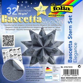 Origami - Bascetta - hvězda - "Elegance" - 90 g/m2 - antracitová