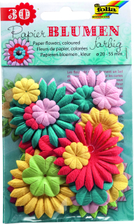 Květiny z papíru - 30 kusů - barevné
