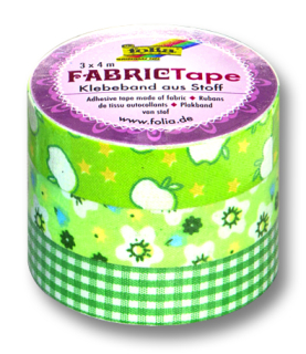 Fabric Tape - zelená - 3 roličky