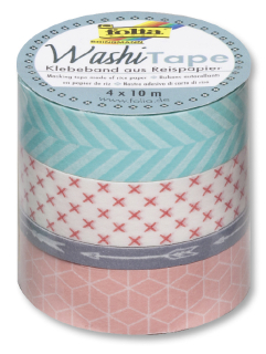 Washi Tape - dekorační lepící páska - 4 ks - GEOMETRICKÉ TVARY