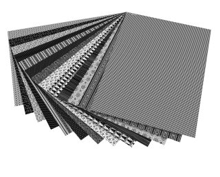 Karton s motivem v černobílé barvě 270g/m2 13 archů formátu 50x70cm 13 motivů 
