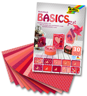 Blok s motivem Basics červená - 30 archů formátu 24x34 cm