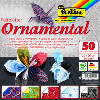 Origami papír 20 x20 cm motiv "ornamenty" -  80 g/m2 - 50 archů v 5 motivech