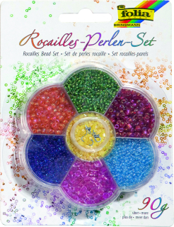Rokajlové korálky - set - barevný sortiment - 90 g