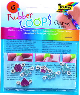 Rubber Loops - přívěšky se třpytkami - 6 ks
